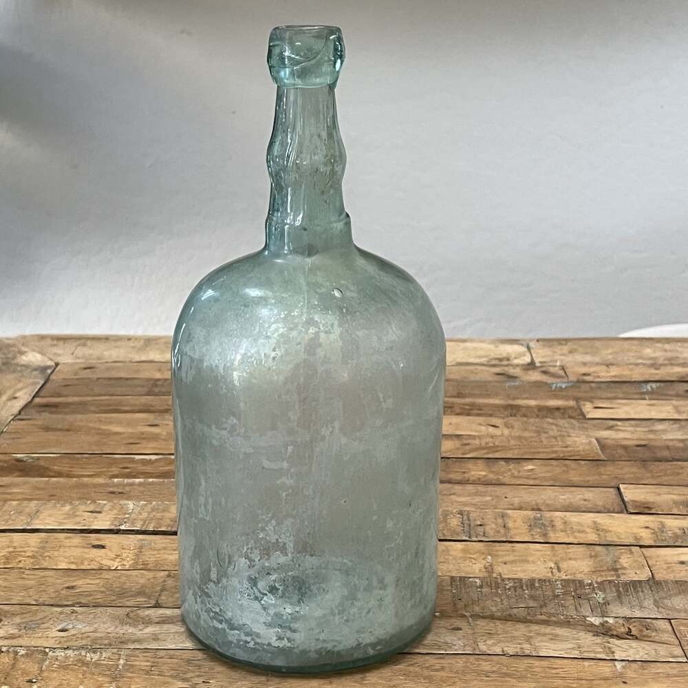 Antique Mold Blown Aqua Blue Large Demijohn Bottle 13.25” 1900's - Picture 10 of 16